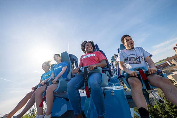 riders on skyrush at hersheypark