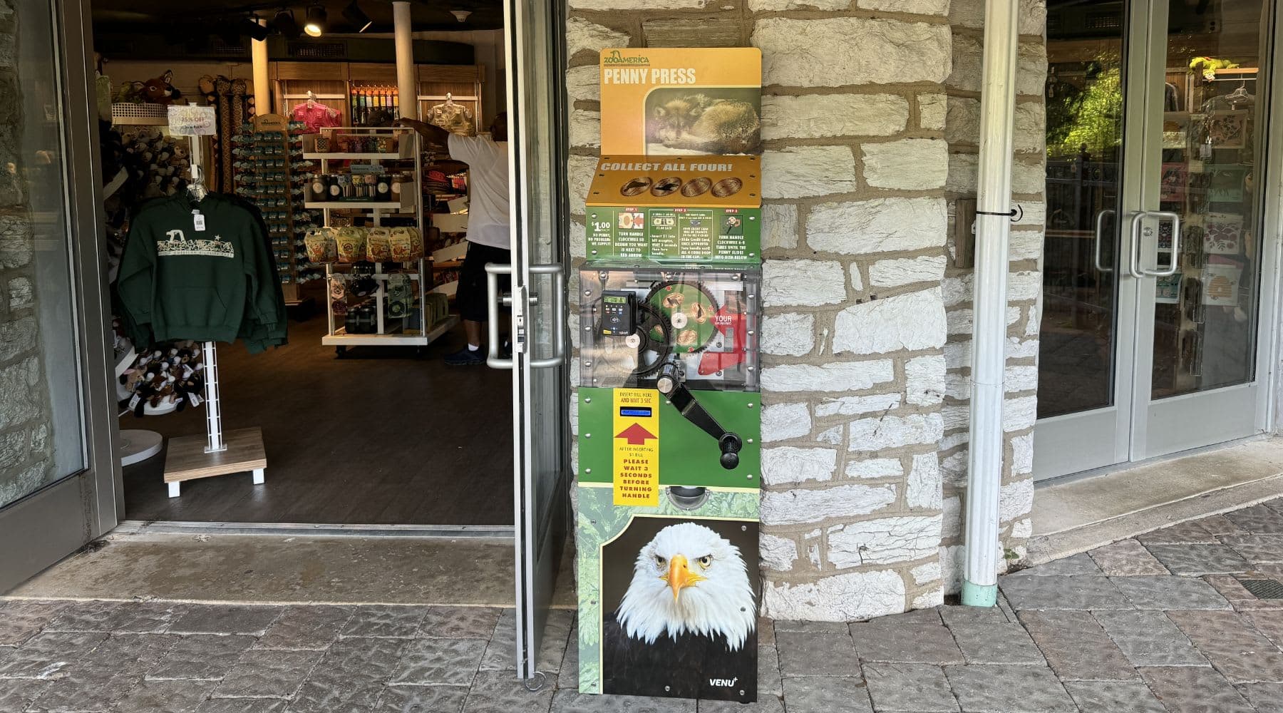 Pressed penny machine outside of ZooAmerica