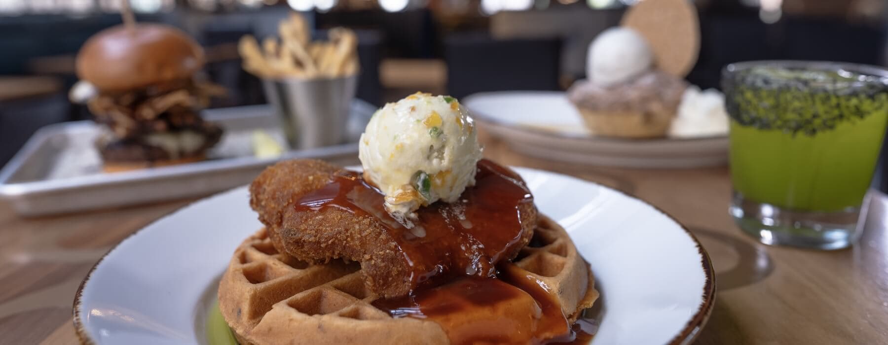 Chocolatier chicken and waffles