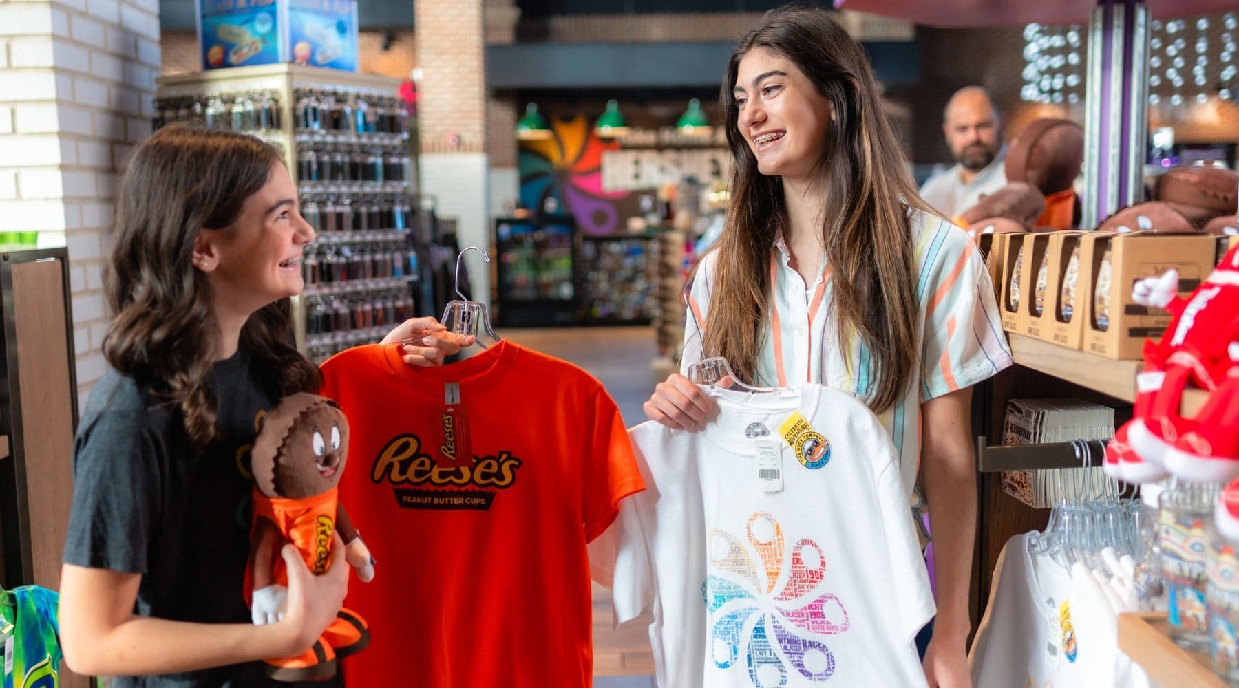 Two girls shopping at Hershey Supply Co.