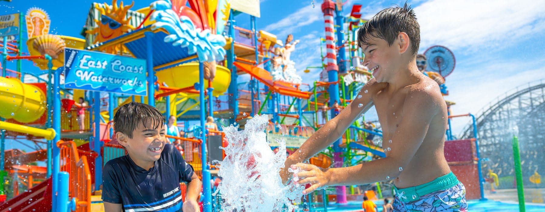 Boy getting splashed at Eastcoast Waterworks 