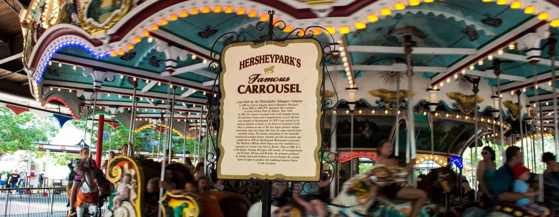 Sign describing the history of the carrousel at Hersheypark