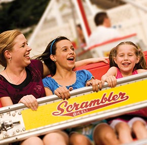 Family riding the Scrambler at Hersheypark