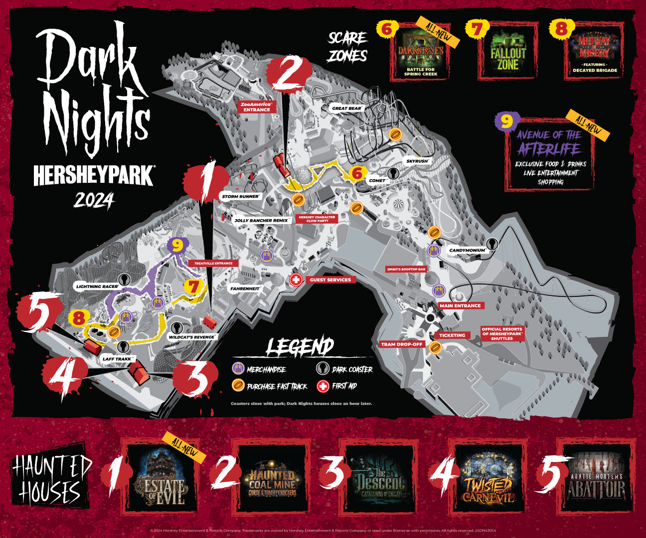 Map of Hersheypark during Dark Nights