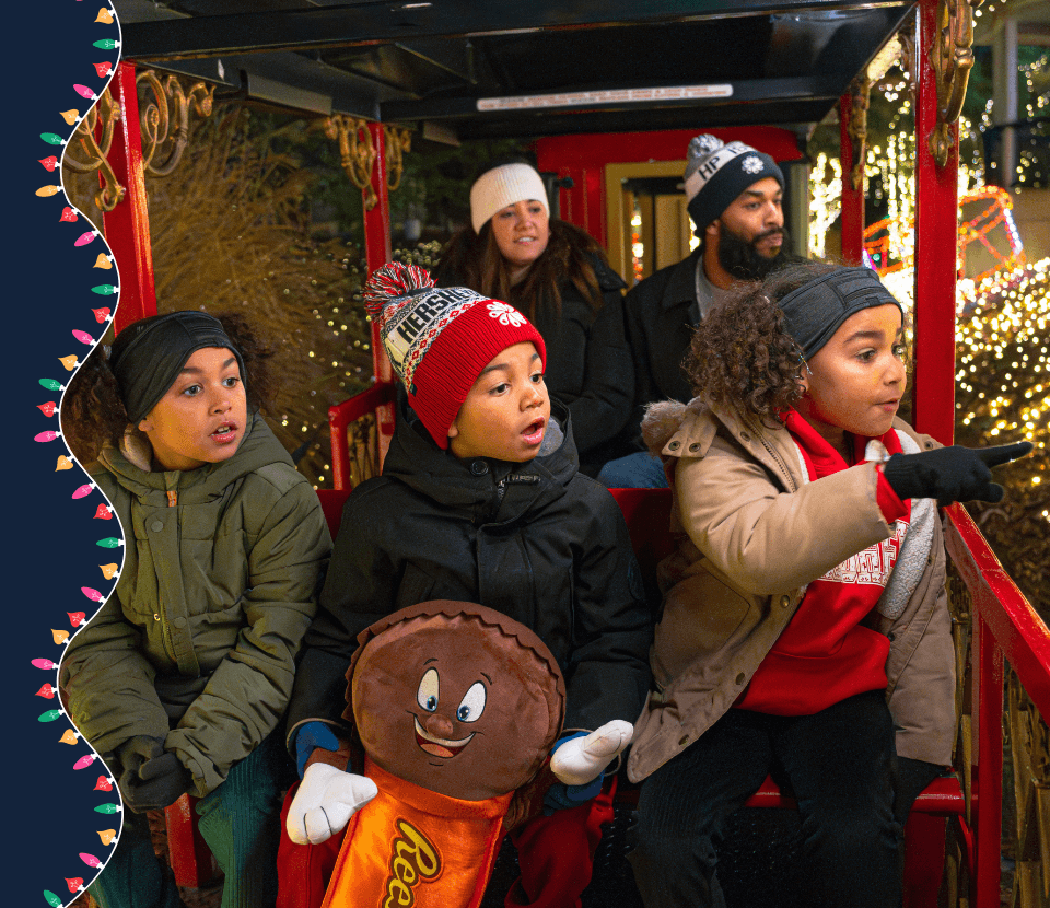 Kids on a tram at Hersheypark